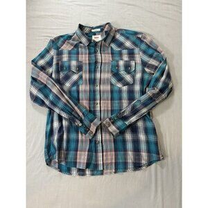 Levi's Shirt Mens L Pearl Snap Western Plaid Rodeo Cowboy Farm Long Sleeve